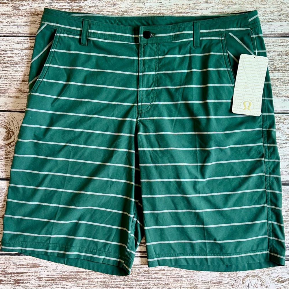 🍋Lululemon Kahuna Shorts Men’s 38 Green Stripe NWT